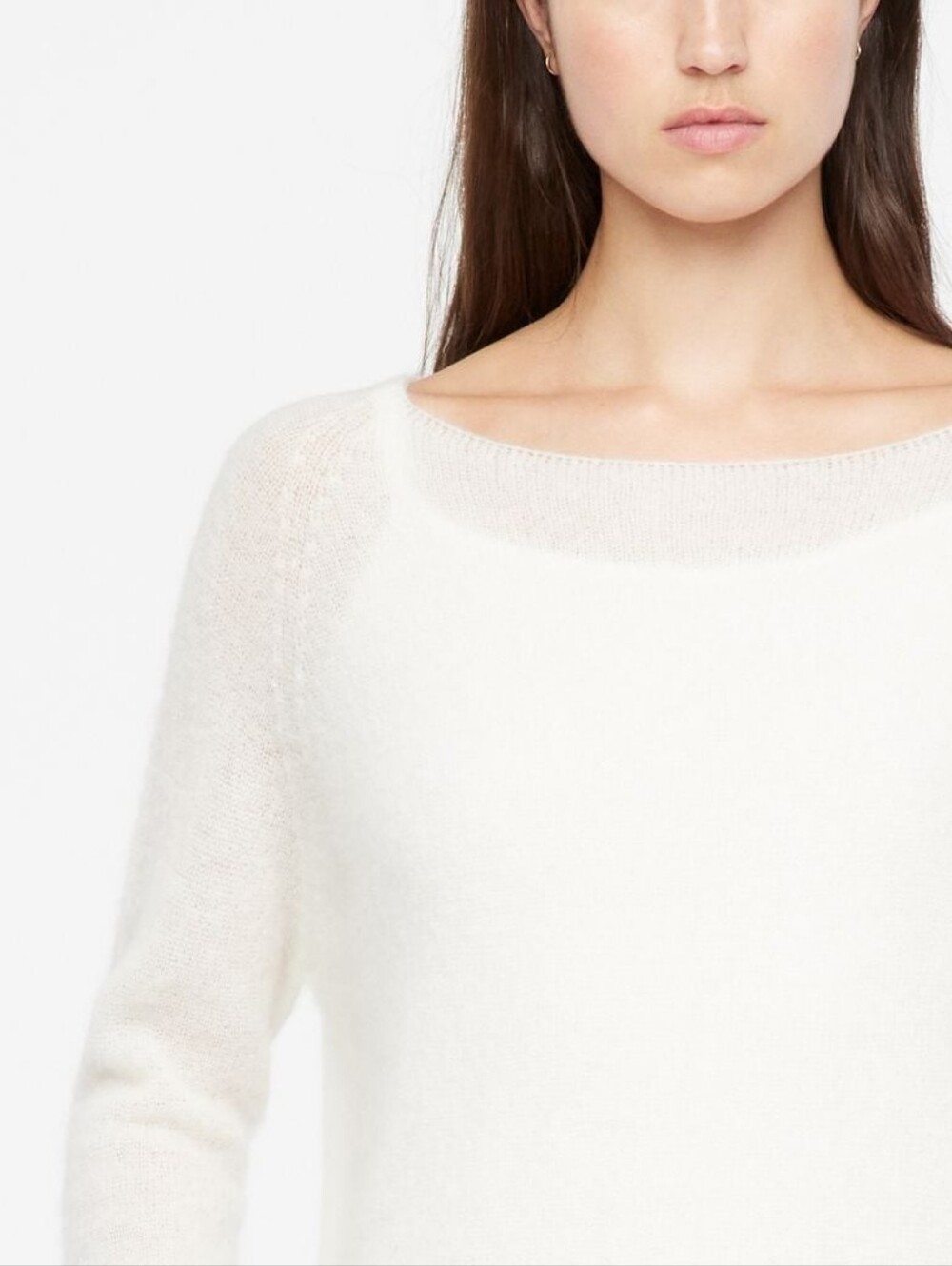 Sarah Pacini Fitted Mihair Sweater– Airy Knit Cream Made In Italy O/S